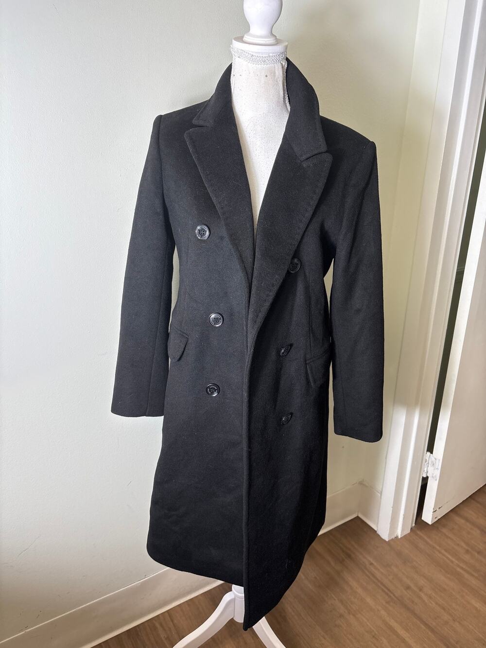 Lauren Ralph Lauren Black Long Wool Coat Sz 8P